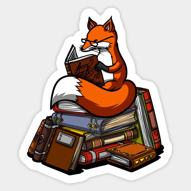 Fox Reading Book Sticker by underheaven